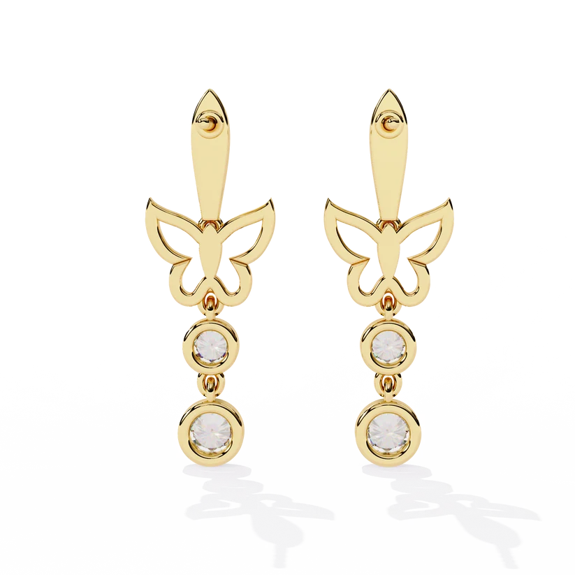 Celestial Butterfly Diamond Drop Earrings