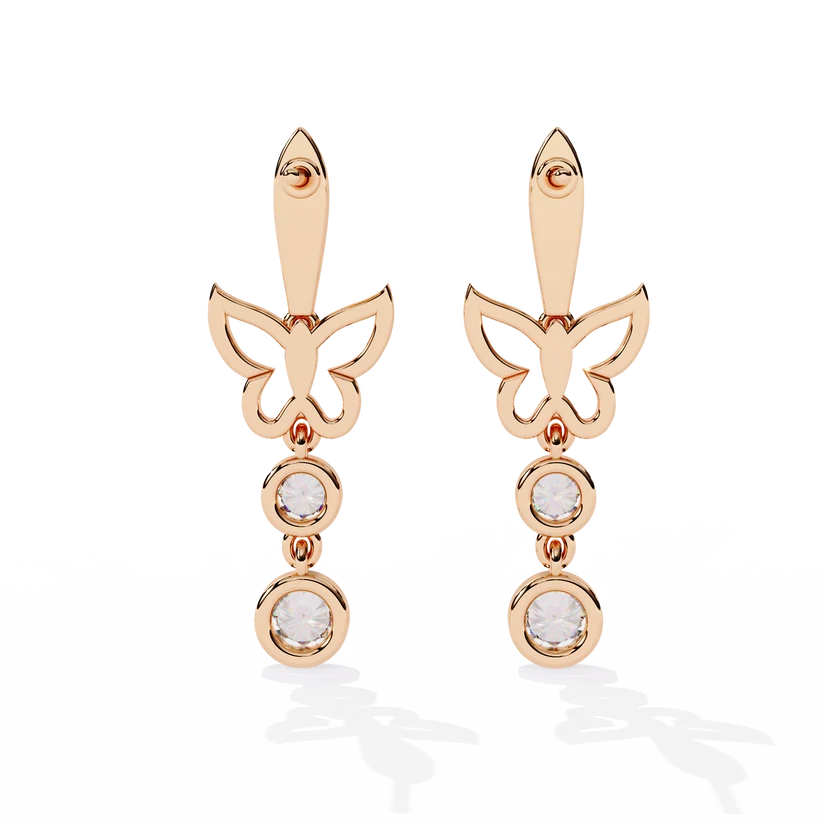 Celestial Butterfly Diamond Drop Earrings