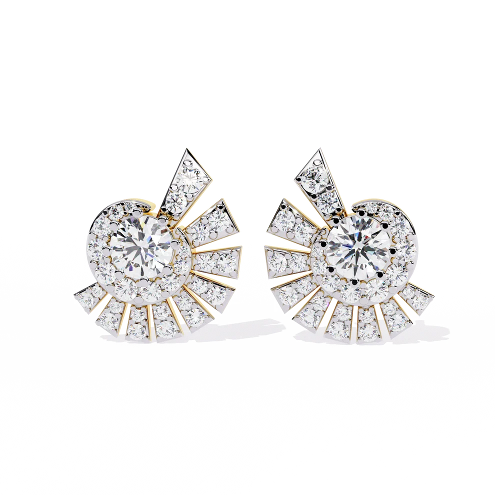 Radiant Sunburst Diamond Stud Earrings