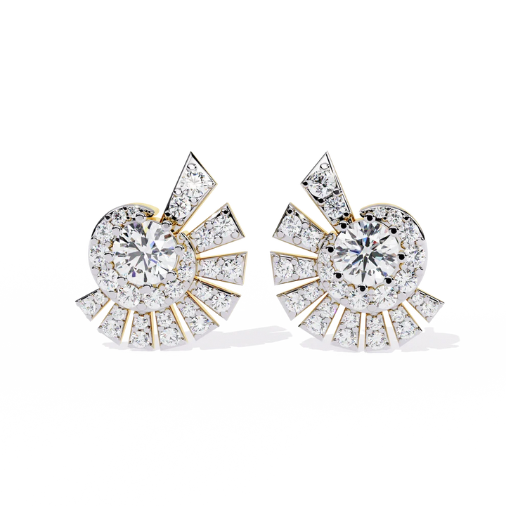 Radiant Sunburst Diamond Stud Earrings