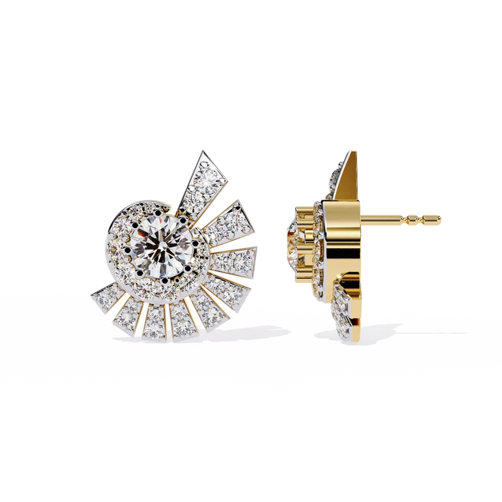 Radiant Sunburst Diamond Stud Earrings