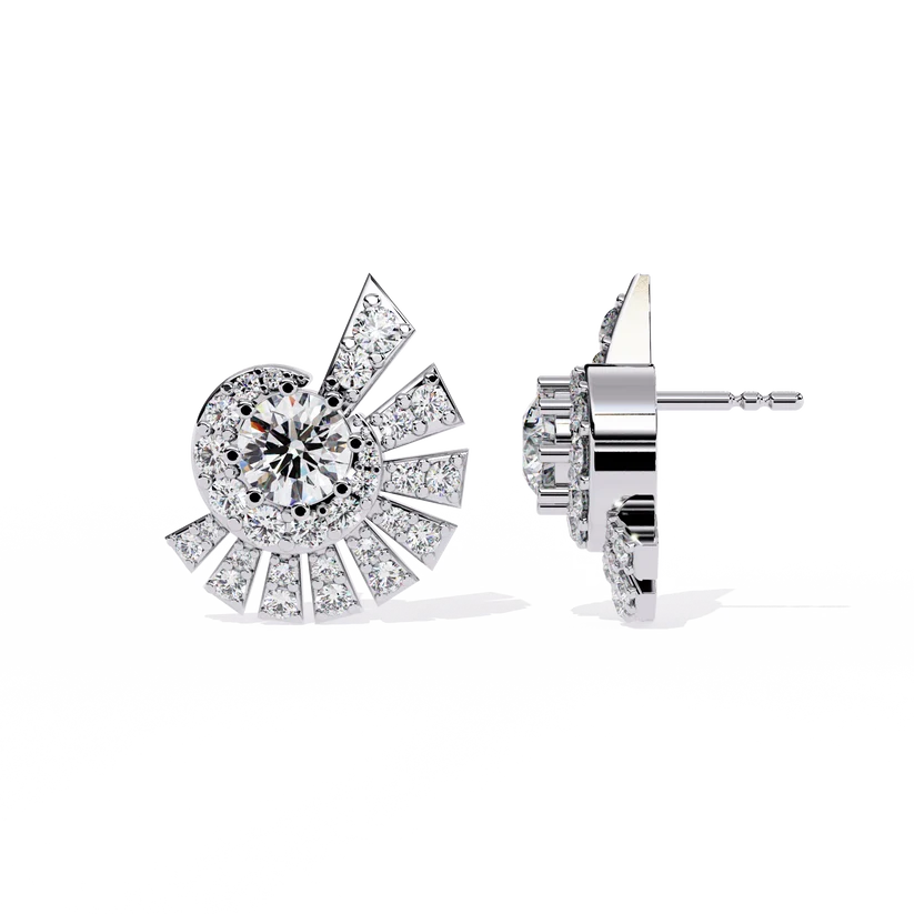 Radiant Sunburst Diamond Stud Earrings