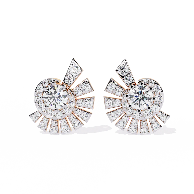 Radiant Sunburst Diamond Stud Earrings