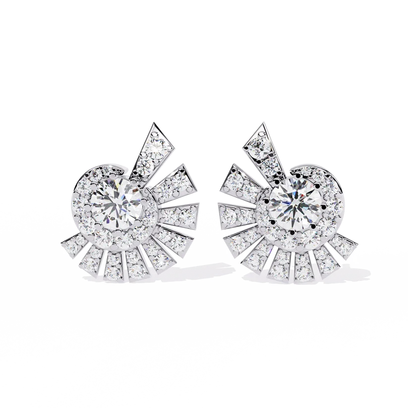 Radiant Sunburst Diamond Stud Earrings