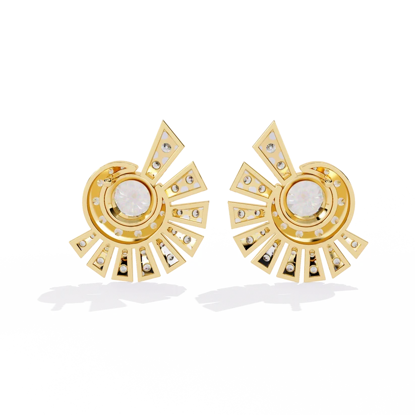Radiant Sunburst Diamond Stud Earrings