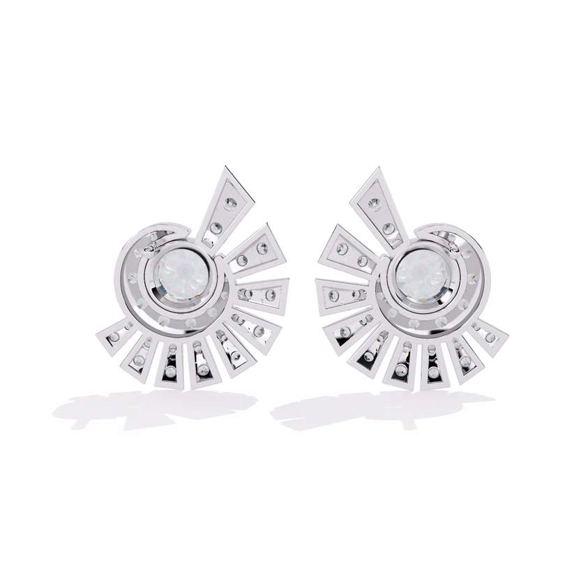 Radiant Sunburst Diamond Stud Earrings