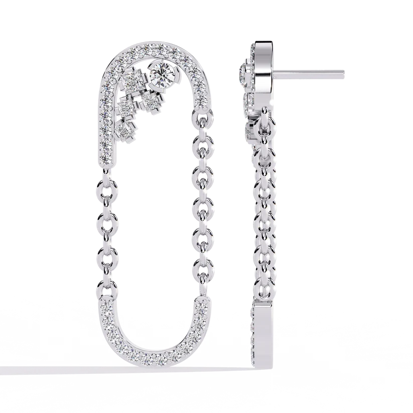 Celestial Chain Diamond Hoop Earrings