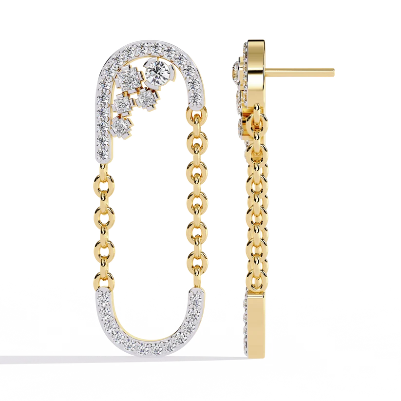 Celestial Chain Diamond Hoop Earrings
