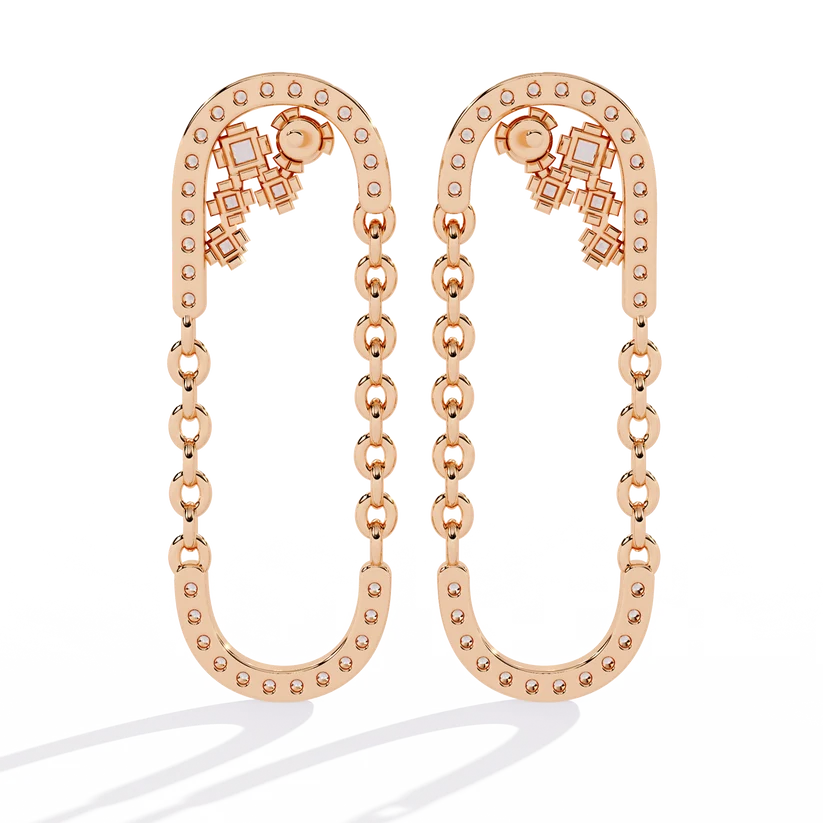 Celestial Chain Diamond Hoop Earrings