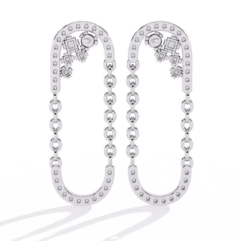 Celestial Chain Diamond Hoop Earrings