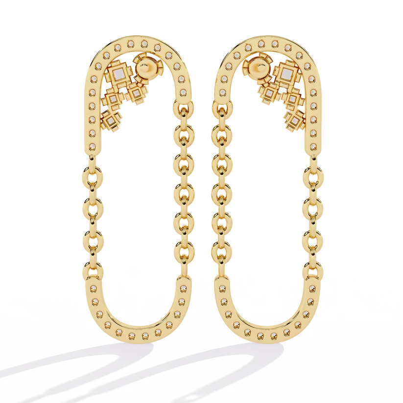 Celestial Chain Diamond Hoop Earrings