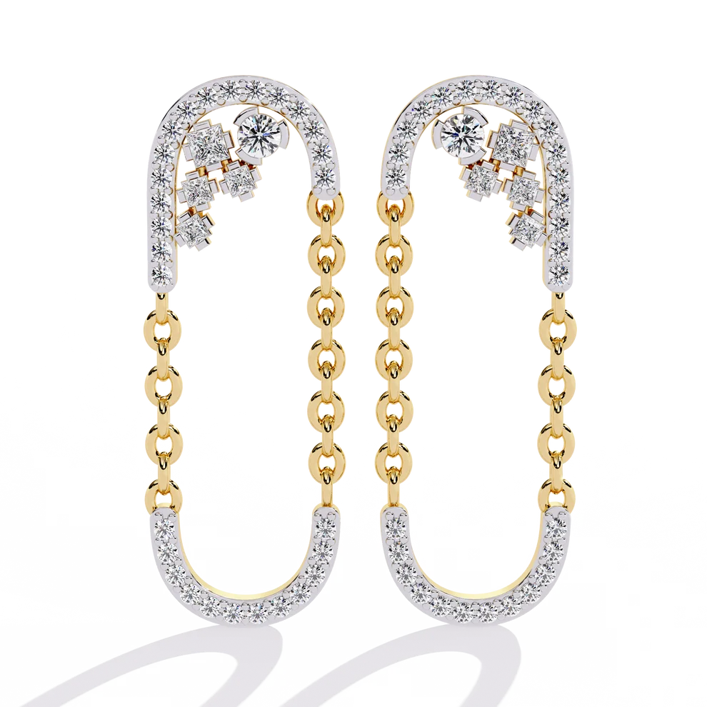 Celestial Chain Diamond Hoop Earrings
