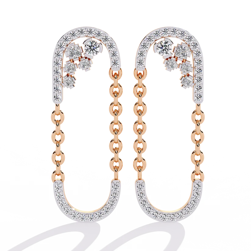 Celestial Chain Diamond Hoop Earrings