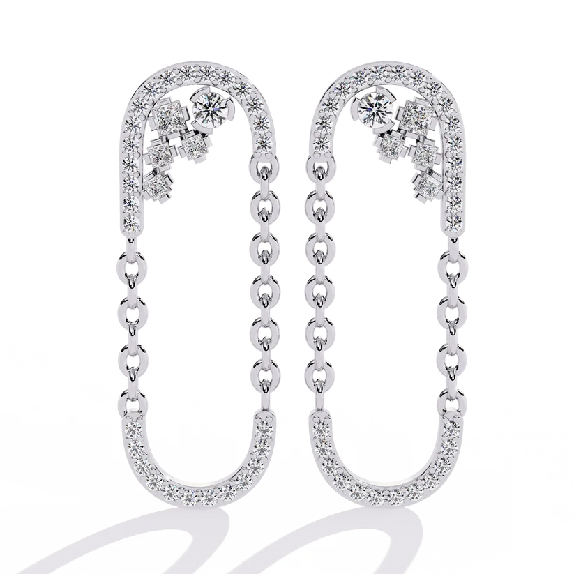 Celestial Chain Diamond Hoop Earrings