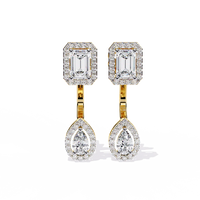 Emerald-Cut & Pear-Shaped Diamond Drop Earrings