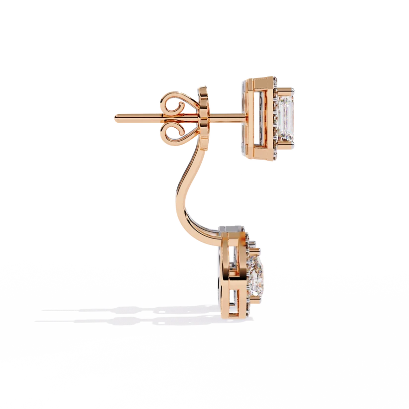 Emerald-Cut & Pear-Shaped Diamond Drop Earrings
