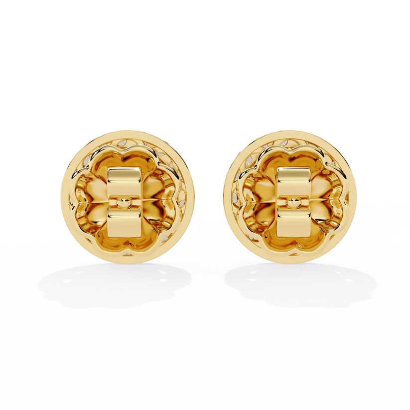 Round & Marquise Diamond Halo Stud Earrings