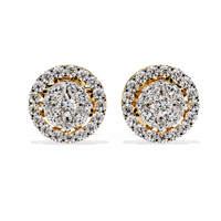Round & Marquise Diamond Halo Stud Earrings