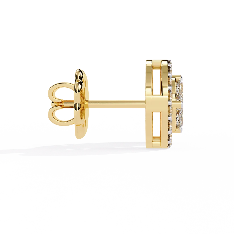 Round & Marquise Diamond Halo Stud Earrings
