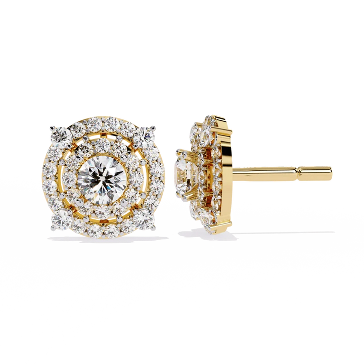 Round-Cut Diamond Double Halo Stud Earrings