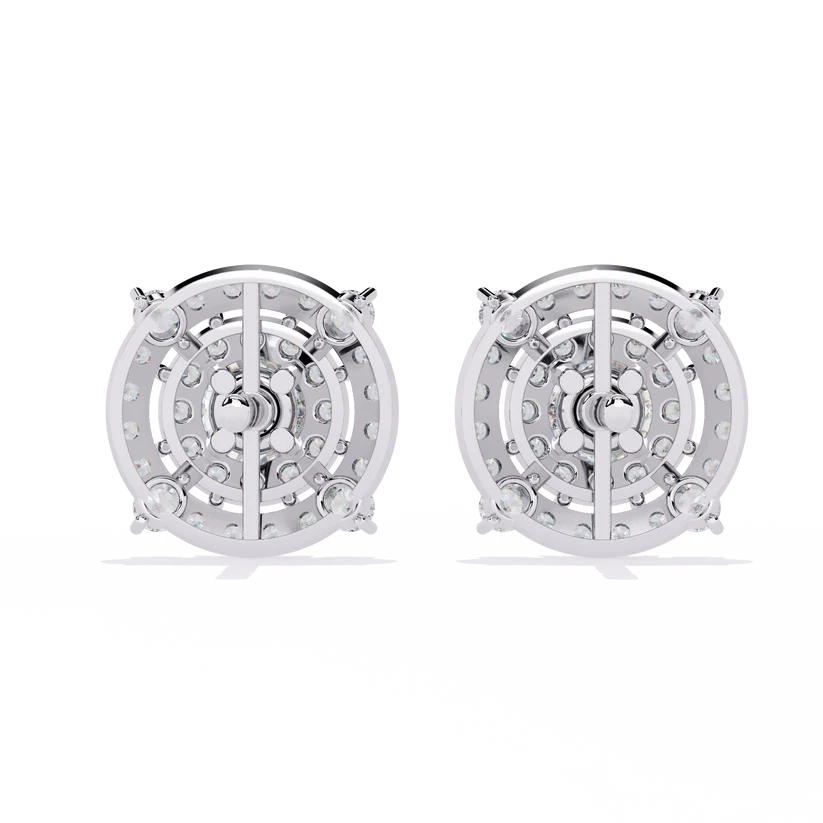 Round-Cut Diamond Double Halo Stud Earrings