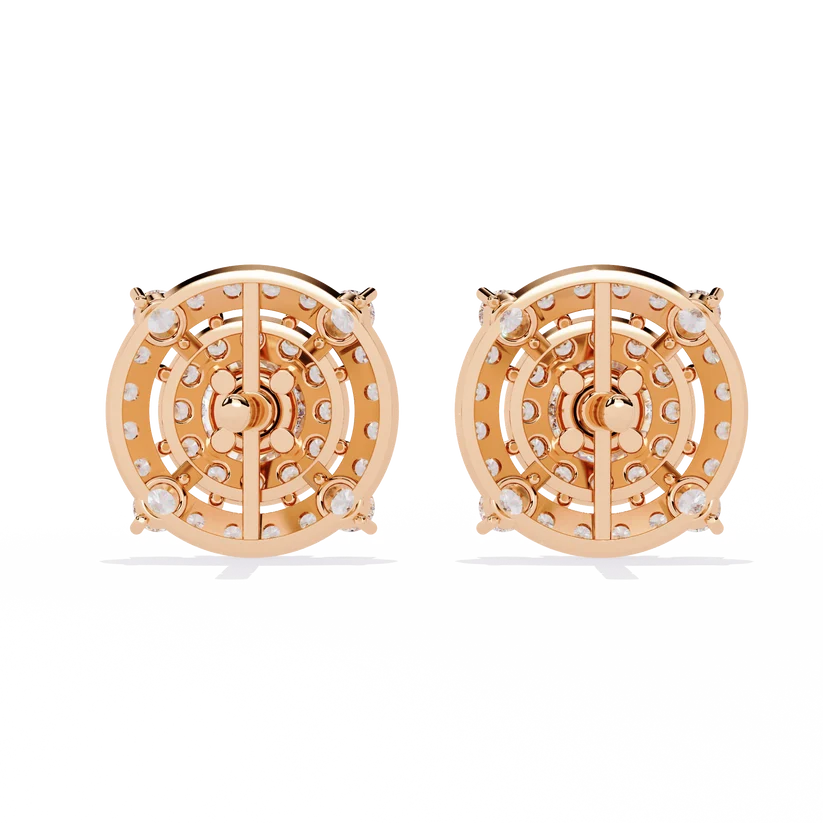 Round-Cut Diamond Double Halo Stud Earrings