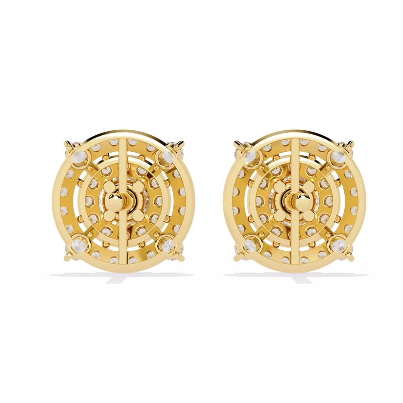 Round-Cut Diamond Double Halo Stud Earrings