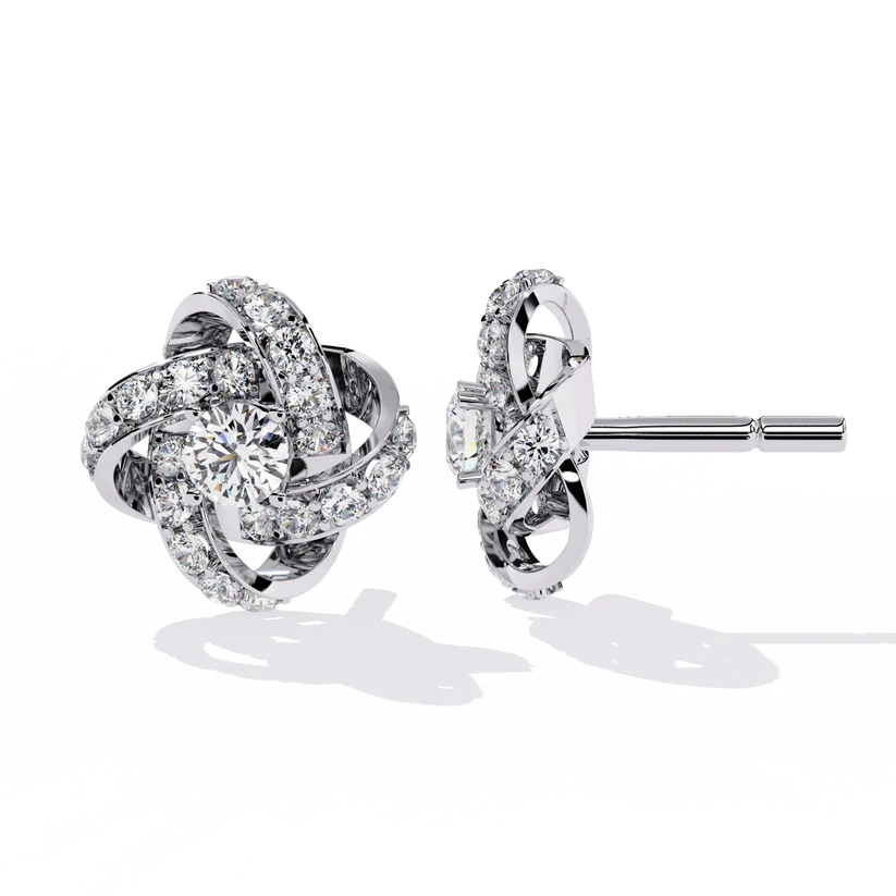 Interlocking Knot Diamond Stud Earrings