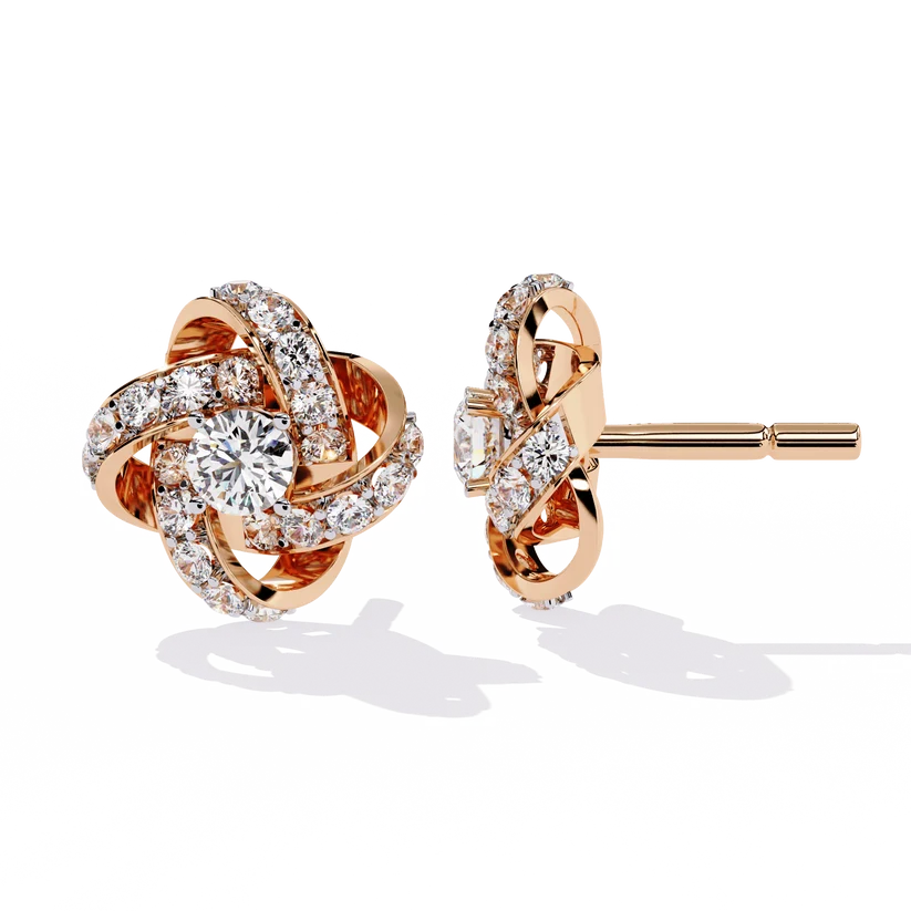 Interlocking Knot Diamond Stud Earrings