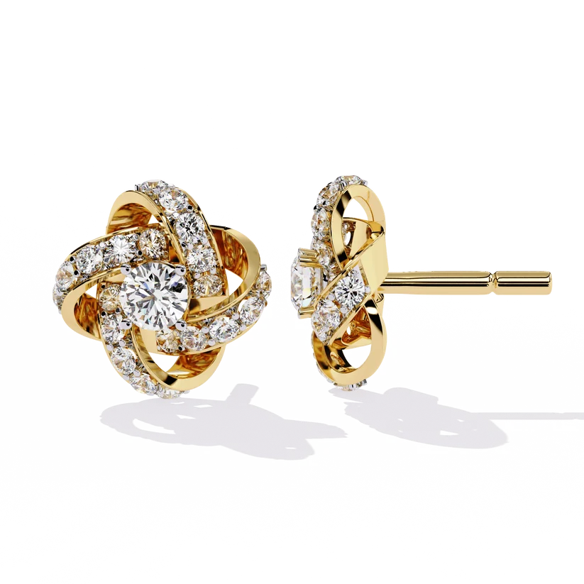 Interlocking Knot Diamond Stud Earrings
