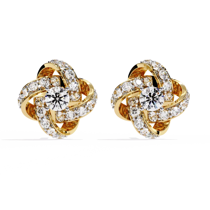 Interlocking Knot Diamond Stud Earrings