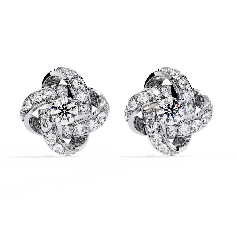 Interlocking Knot Diamond Stud Earrings