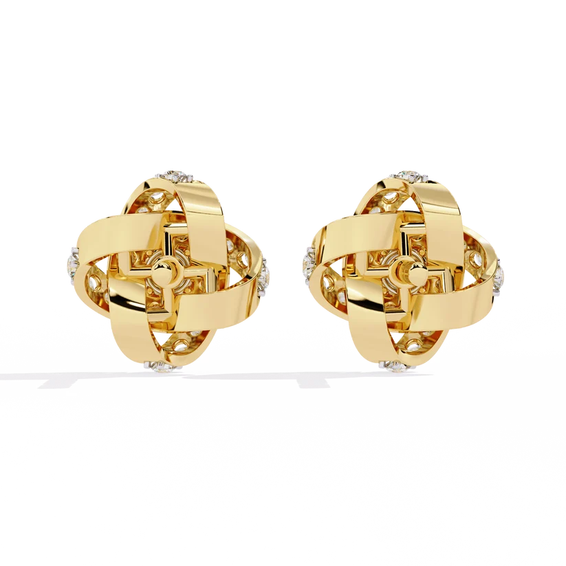 Interlocking Knot Diamond Stud Earrings