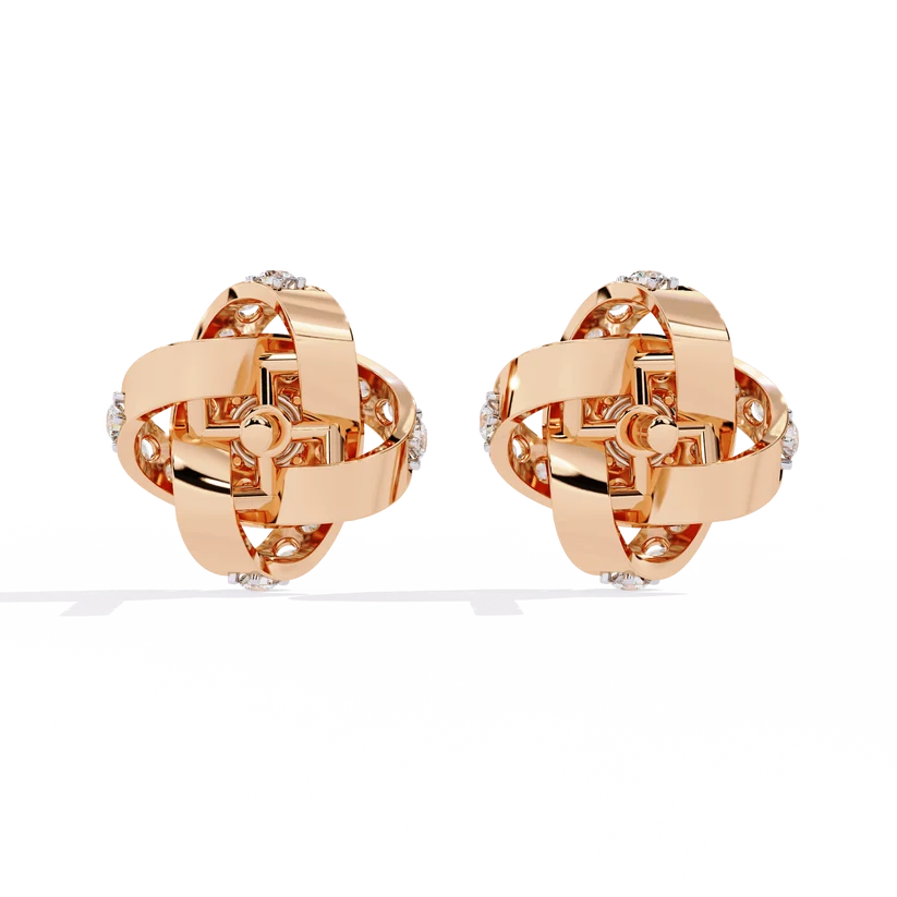 Interlocking Knot Diamond Stud Earrings