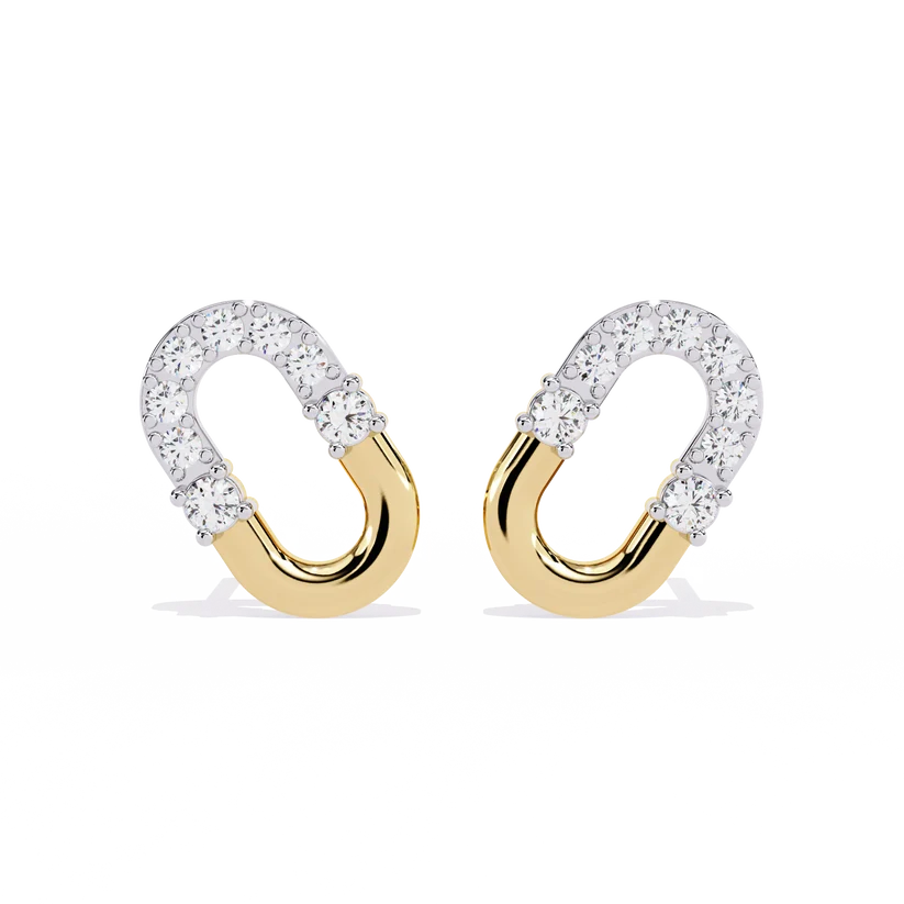 U-Shaped Diamond Horseshoe Stud Earrings