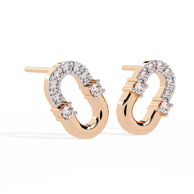 U-Shaped Diamond Horseshoe Stud Earrings