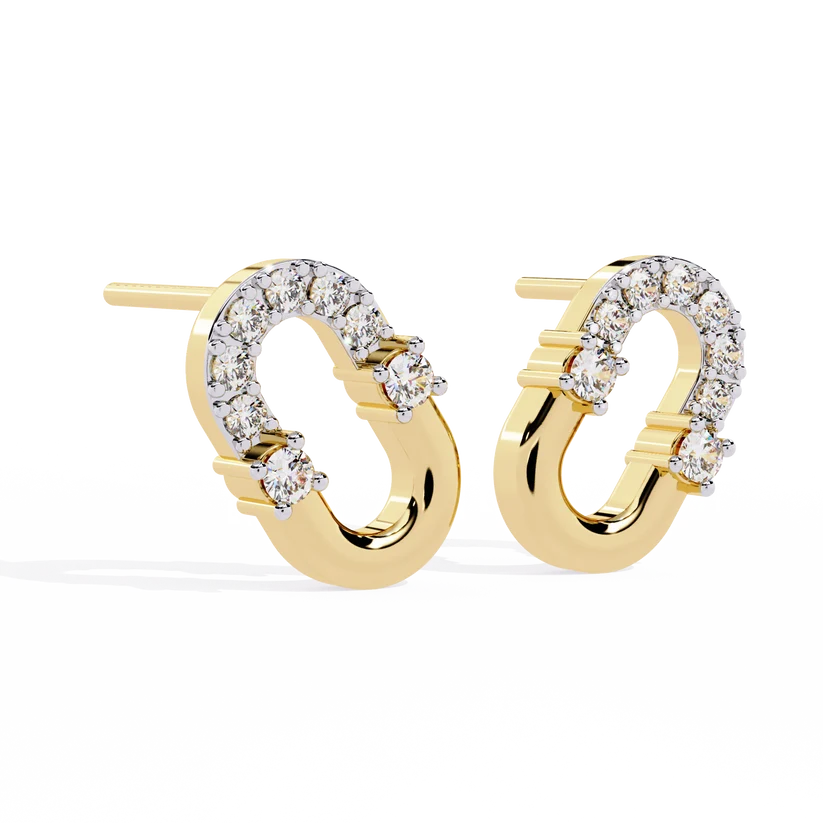 U-Shaped Diamond Horseshoe Stud Earrings