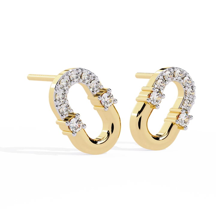 U-Shaped Diamond Horseshoe Stud Earrings