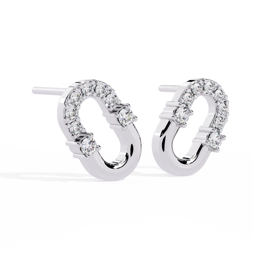U-Shaped Diamond Horseshoe Stud Earrings