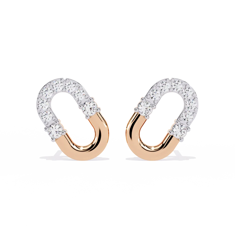 U-Shaped Diamond Horseshoe Stud Earrings