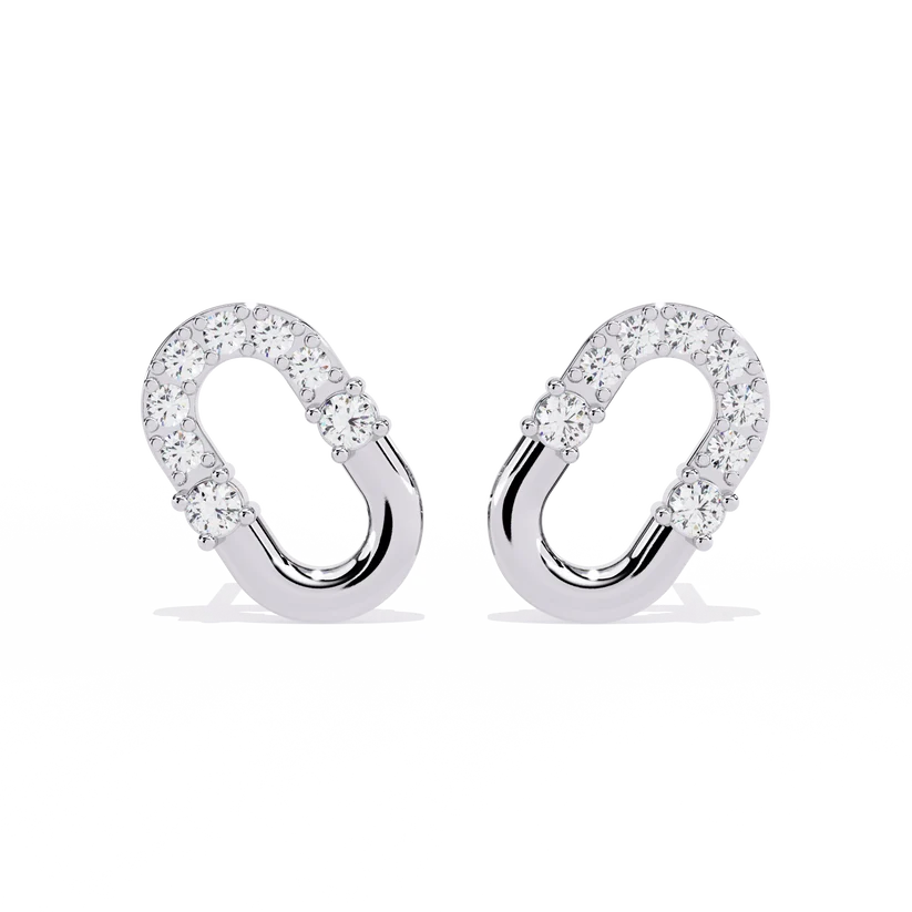 U-Shaped Diamond Horseshoe Stud Earrings