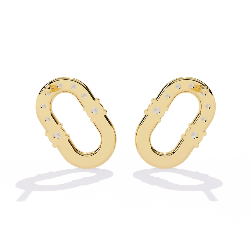 U-Shaped Diamond Horseshoe Stud Earrings
