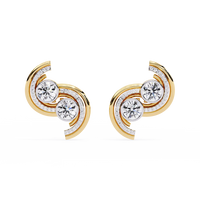 Celestial Double-Curve Diamond Stud Earrings
