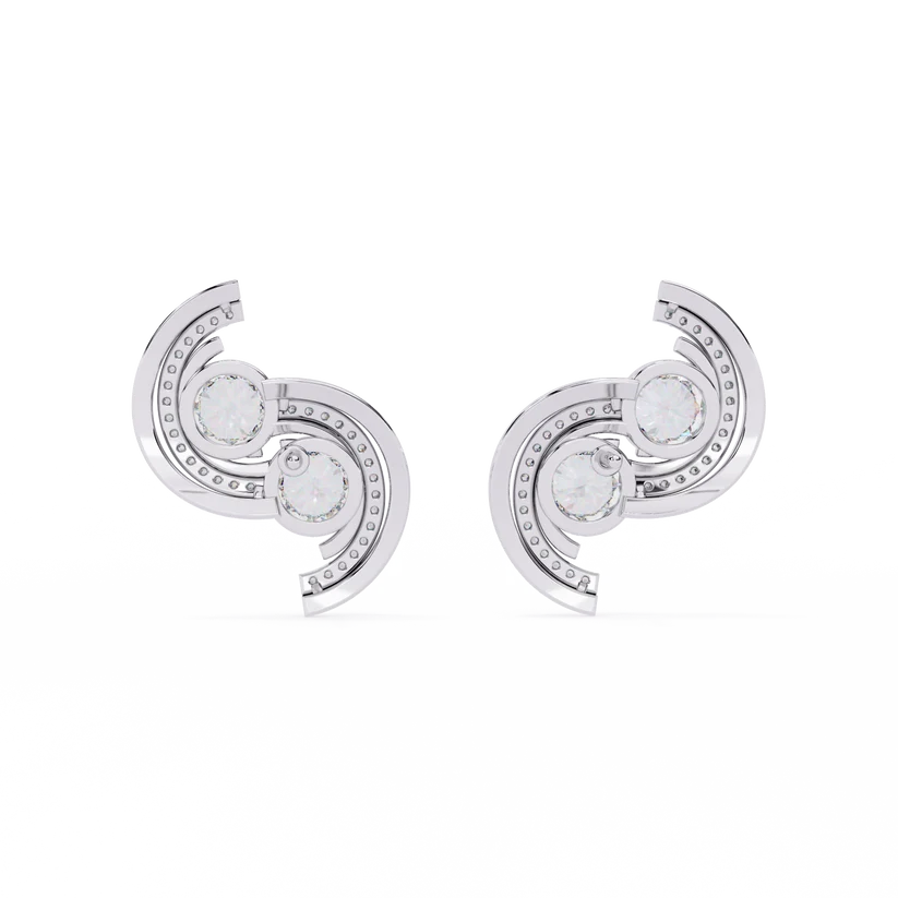 Celestial Double-Curve Diamond Stud Earrings