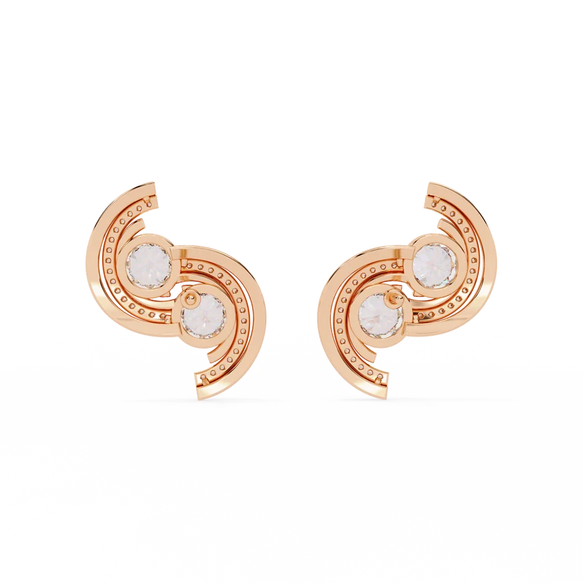 Celestial Double-Curve Diamond Stud Earrings