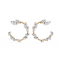 Leaf Vine Diamond Hoop Earrings