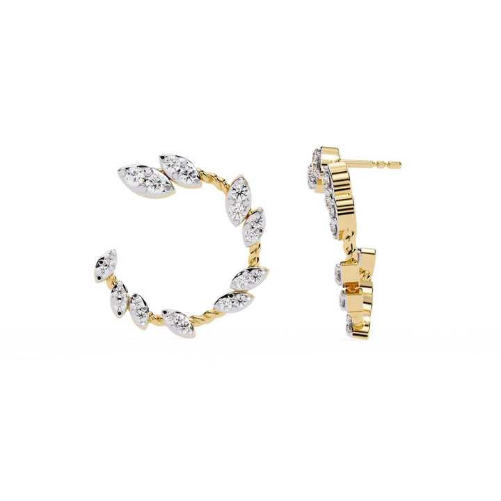 Leaf Vine Diamond Hoop Earrings