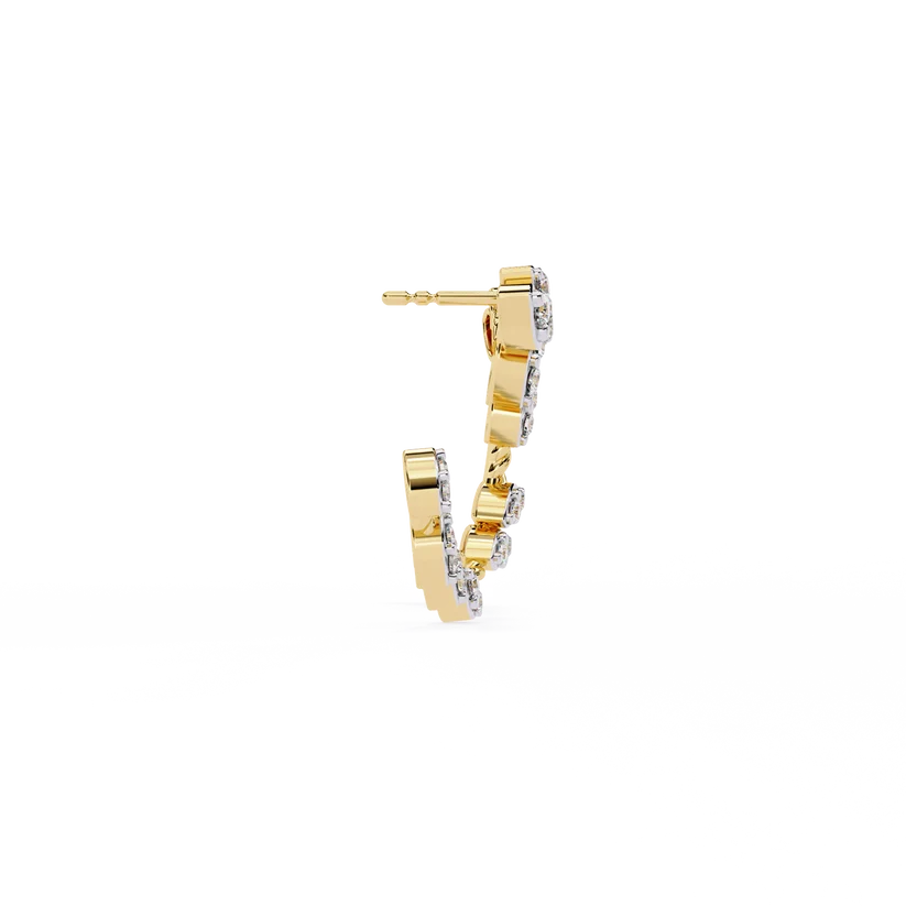 Leaf Vine Diamond Hoop Earrings