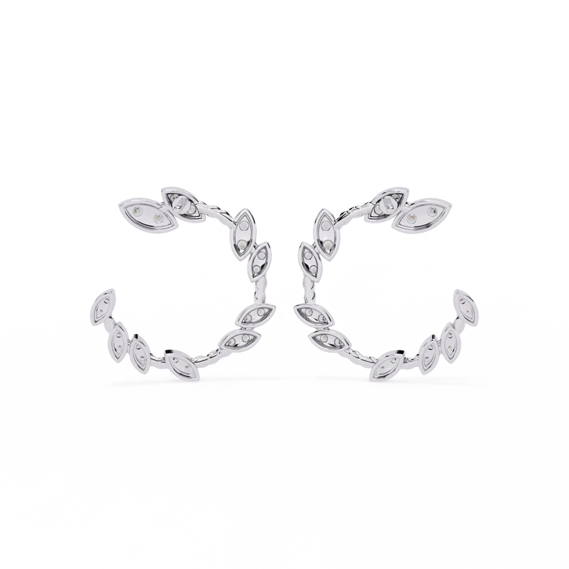 Leaf Vine Diamond Hoop Earrings