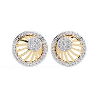 Sunburst Diamond Halo Stud Earrings in Gold